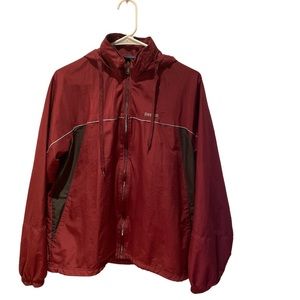 Vintage Burgundy w Black & White Detail Reebok Windbreaker Size Small (unisex)